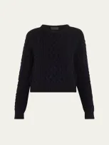 Nili Lotan Renata Cable Cashmere Sweater In Dark Navy