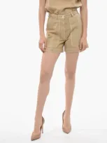 Nine In The Morning Cotton Twill Bice Shorts With Maxi Pockets In Brown