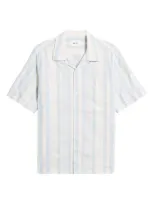 Nn07 Julio 5412 Stripe Short Sleeve Button-up Camp Shirt In Blue Stripe