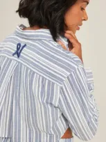 Nudea The Cropped Shirt In Navy Blue Stripe