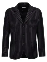 Off-white Off White '23 Pinstripes' Blazer In Black