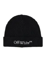 Off-white Bookish Knit Beanie In Black