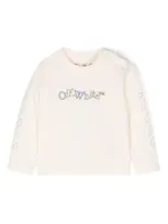 Off-white Babies' Bookish-logo Cotton Long-sleeve T-shirt In Neutrals