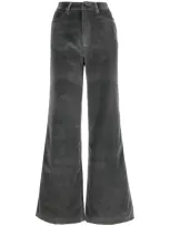 Officine Generale High-waisted Flared Velvet Trousers In Black