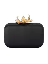 Olga Berg Adele Orchid Lock Clutch In Black