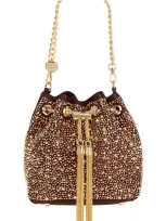 Olga Berg Mika Crystal Pouch In Brown