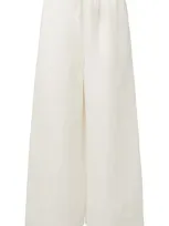 Onia Drawstring Linen-blend Wide-leg Pant In White