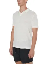 Onia Shaun Linen Polo T-shirt In White