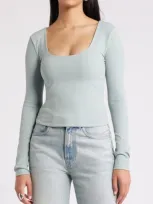 Open Edit Smooth Edit Scoop Neck Top In Teal Pond