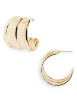 Open Edit Wide Banded Hoop Earrings In Gold