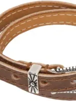 Our Legacy Brown Cowboy Wrap Around Bracelet In Deep Alloy Leather