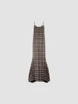 Our Legacy Dress In Oyster Check Hairy Flannel