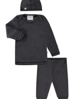 Paigelauren Babies'  Rib Sweatshirt, Joggers & Beanie Set In Black