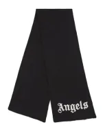 Palm Angels Kids' Cotton-wool Logo Scarf In Black