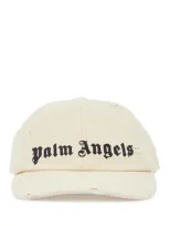 Palm Angels Distressed Baseball Cap With Logo In Neutro