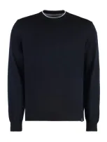 Paul&amp;shark Virgin Wool Crew-neck Sweater In Blu