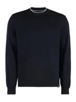 Paul & Shark Contrasting-piping Wool Sweater In Blue