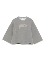 Pinko Kids' Crystal-embellished Logo Sweatshirt In Grey