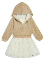 Pippa & Julie Kids' Metallic Hoodie & Dress Set In Gold