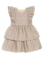 Pippa & Julie Kids' Metallic Tiered Party Dress In Gold