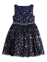 Pippa & Julie Kids' Nova Iconic Star Tulle Dress In Navy