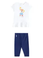 Polo Ralph Lauren Baby Set Aus T-shirt Und Hose Aus Baumwolle In Blau