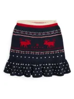 Polo Ralph Lauren Kids' Snowflake Cotton & Wool Jacquard Skirt In Navy Multi