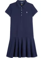 Polo Ralph Lauren Kids' Stretch Cotton Mesh Polo Dress In Refined Navy