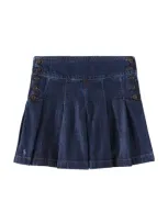 Polo Ralph Lauren Kids' Pleated Cotton Denim Skirt In Aptos Wash