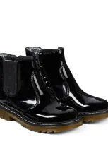 Pom D'api Kids' Sid Jodzip Patent Leather Chelsea Boots In Black