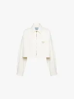 Prada Denim Blouson Jacket In F01cd White