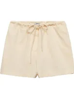 Prada Cotton Piqué Shorts In Neutral