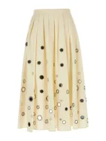 Prada Cream Cotton Skirt In Yellow