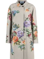 Prada Floral Cotton Jacket In Grey