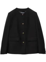 Prada Single-breasted Tricotine Jacket In F0002 Nero