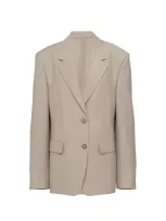 Prada Wool Blazer Jacket In Beige