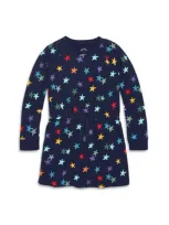 Primary Kids'  Sweatshirt Dress In Rainbow Confetti Stars In Navy Confetti Stars