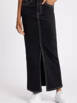 Ptcl Heavy Stitch Denim Maxi Skirt In Black