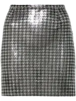 Rabanne Houndstooth Mini Skirt In V306 - Silver