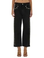 Rabanne Embellished Denim Jeans In Black  