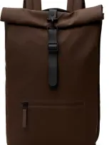 Rains Brown Rolltop Rucksack Backpack In Frame