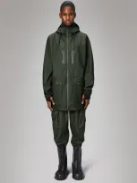 Rains Cargo Long Jacket In Green