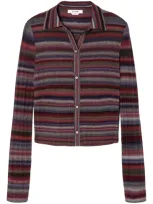 Re/done Ribbed Polo Cardigan In Red