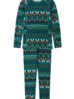 Reima Kids' Taitoa Thermal Top & Pants Set In Deeper Green