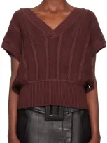 Remain Birger Christensen Burgundy Cable-knit Vest In 2694 Winetasting