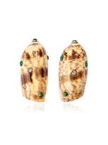 Renato Cipullo 18k Yellow Gold Spotted Shell Earrings In Brown