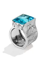 Renato Cipullo Romantica 18k White Gold Topaz Ring In Blue