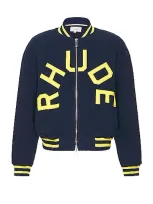 Rhude Navy Striped Bomber Jacket In Blue