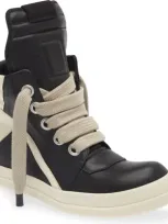 Rick Owens Geobasket High Top Sneaker In Black/ Milk/ Milk