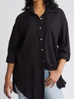 Rip Curl Premium Linen Button-up Blouse In Black